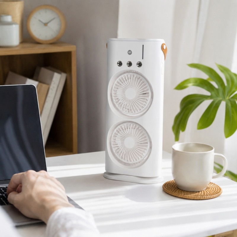 Compact/Portable Rechargeable Fan – White (Small)