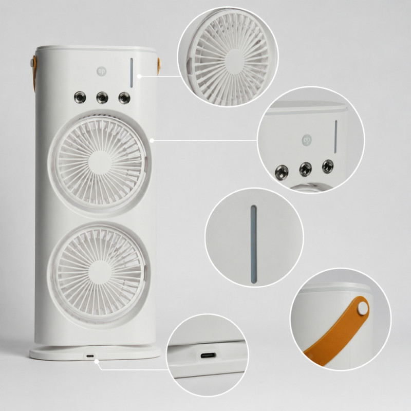 Compact/Portable Rechargeable Fan – White (Small)