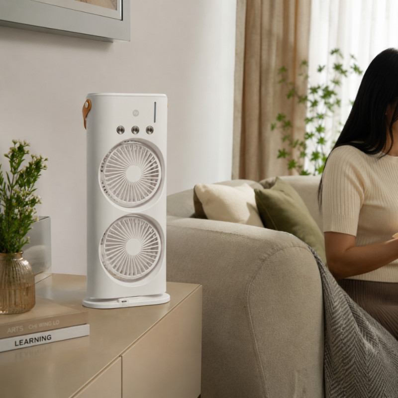 Compact/Portable Rechargeable Fan – White (Small)