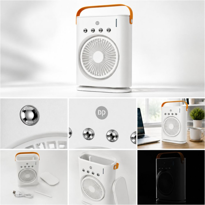 Essential Fan – White Orange Premium Quality (26 x 17 x 10 cm)