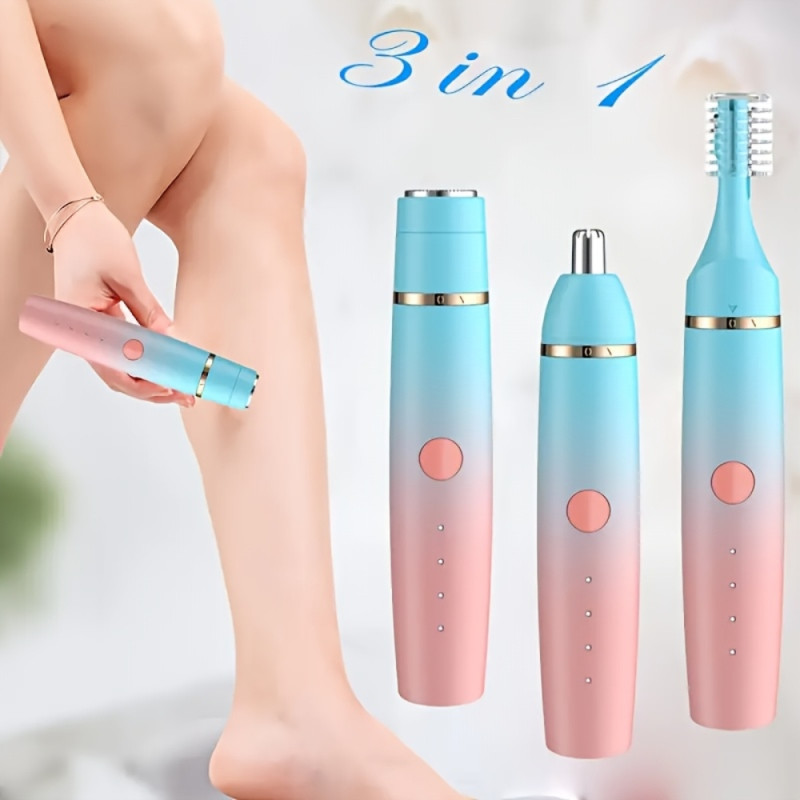 3-in-1 Electric Personal Trimmer – Aqua & Light Pink (13cm)