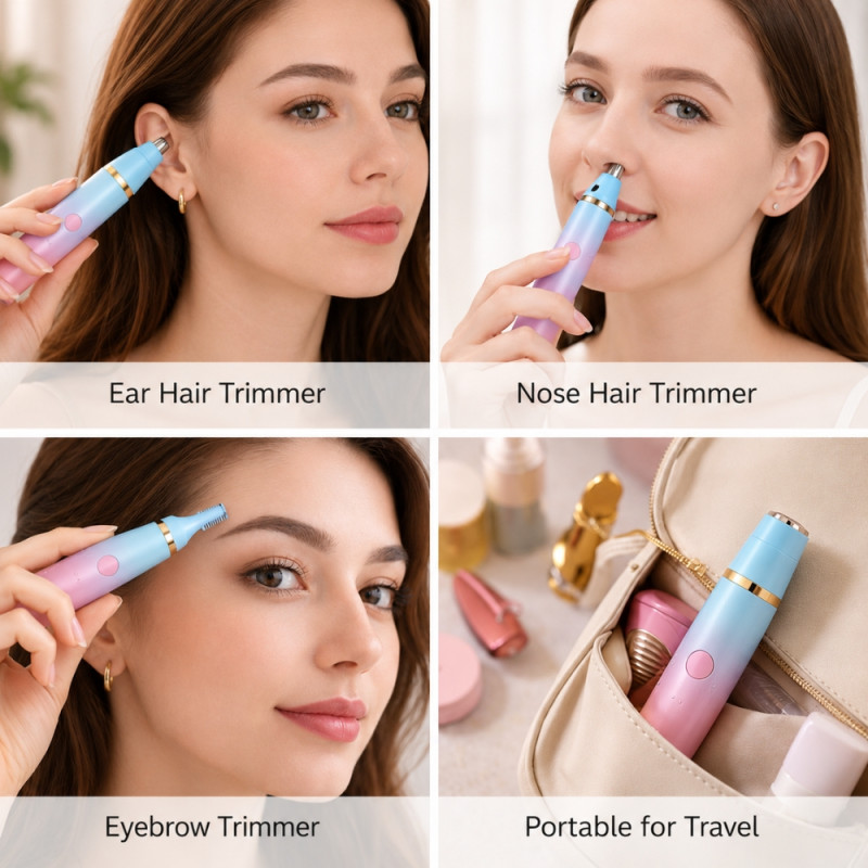3-in-1 Electric Personal Trimmer – Aqua & Light Pink (13cm)