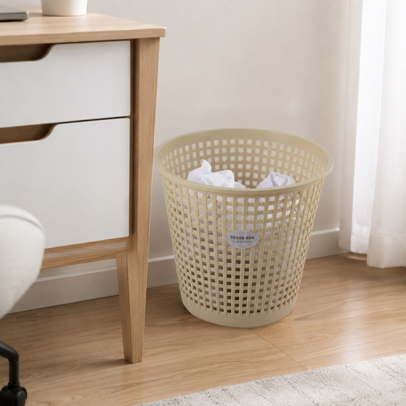Eco-Friendly Plastic Dustbin - Beige