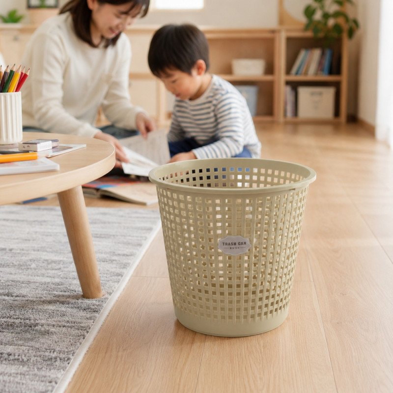 Eco-Friendly Plastic Dustbin - Beige