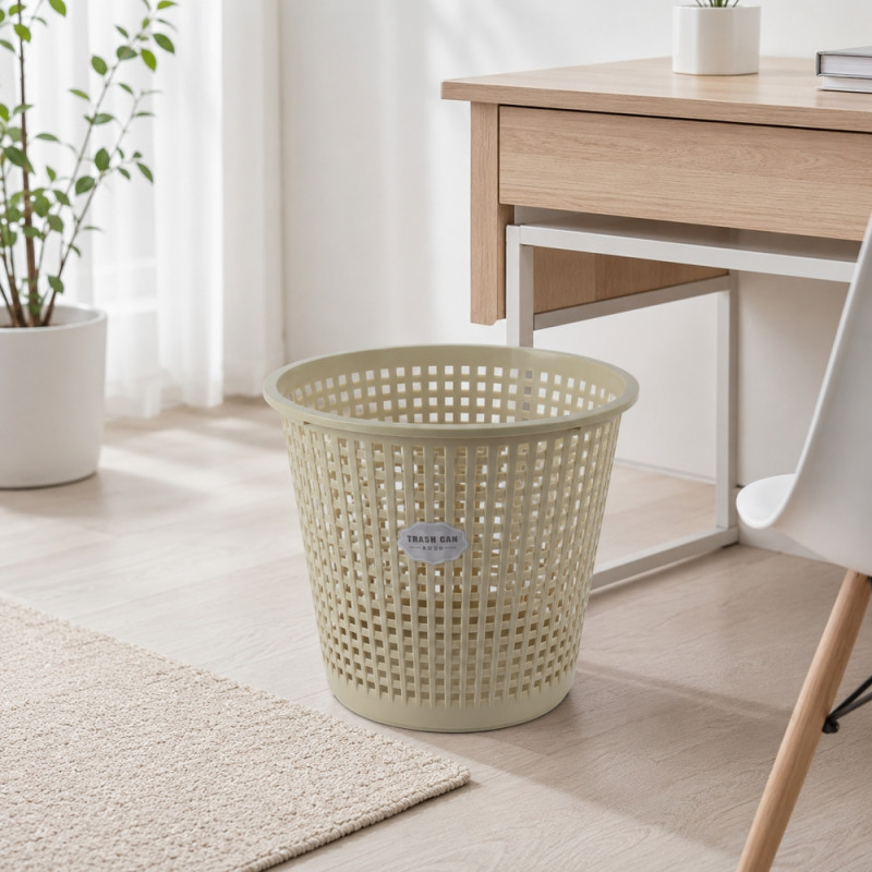 Eco-Friendly Plastic Dustbin - Beige