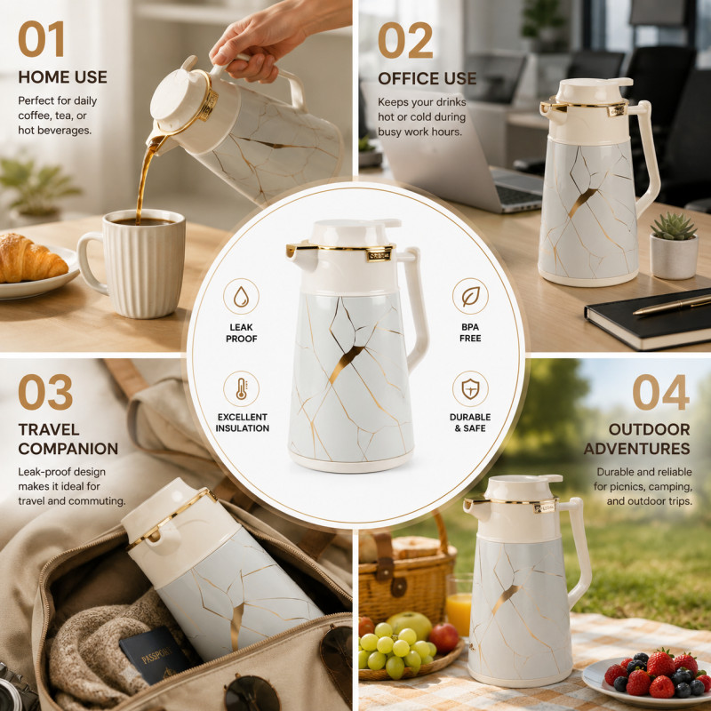 Ultra Form Vacuum Flask Designed for Temperature Retention &amp; On-the-Go – Beige (H-26, L-1.0)
