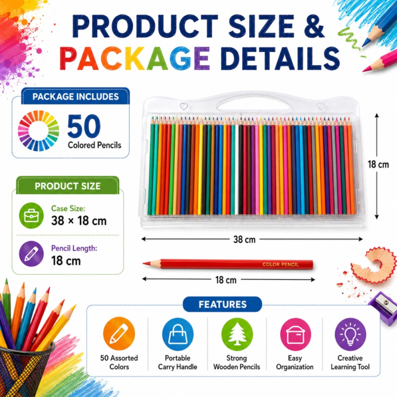 Essential pencil set – MultiColor Premium Quality (50PCS)