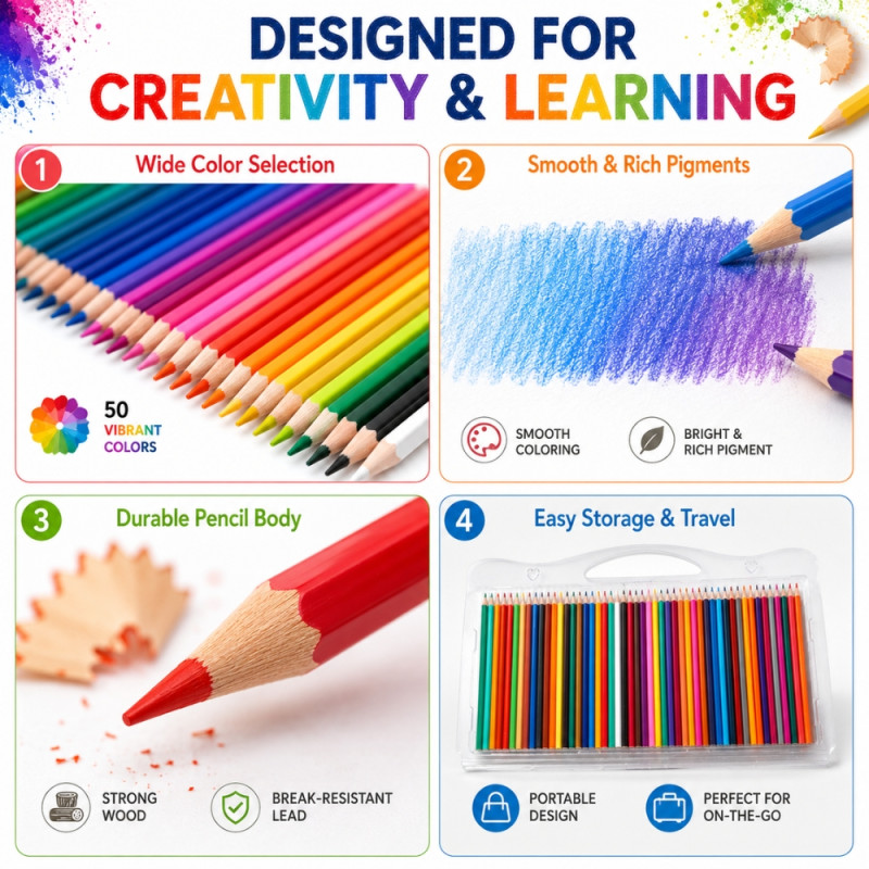 Essential pencil set – MultiColor Premium Quality (50PCS)