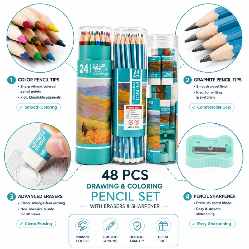 Elegant stationery set – Multicolor Premium Quality (24PCS)
