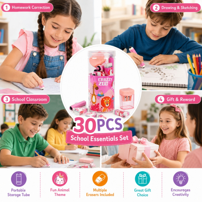 Stylish stationery set – Pink Premium Quality (30PCS)