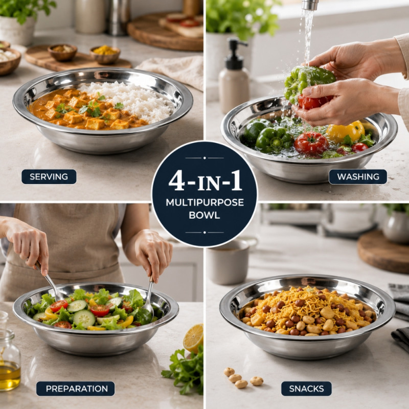 Stainless Steel Deep Soup Plate – 3 x 14cm – Silver