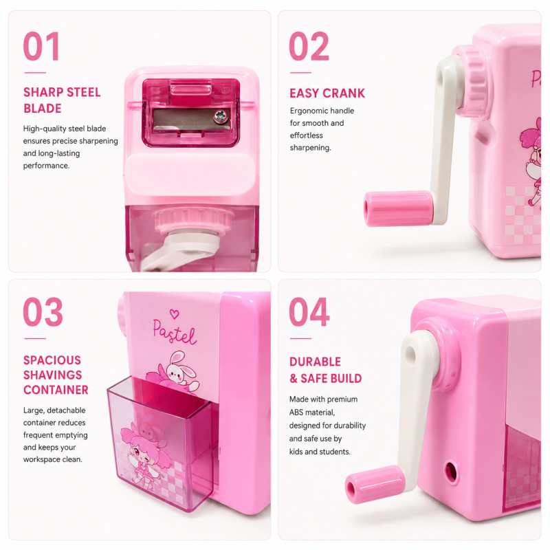 Pure Plus Pencil Sharpener Designed for Creative Expression & Office Use – Pink (H-8 CM)