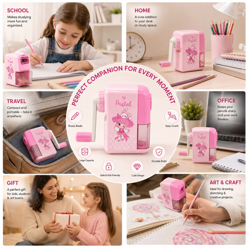 Pure Plus Pencil Sharpener Designed for Creative Expression & Office Use – Pink (H-8 CM)