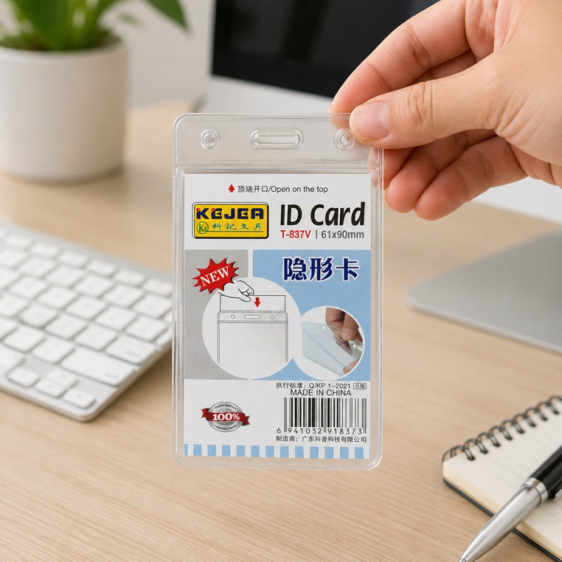 Lustrous Edge Id Card Holder Designed for Professional &amp; Secure Identification – Transparent (H-11.5, W-7 CM)