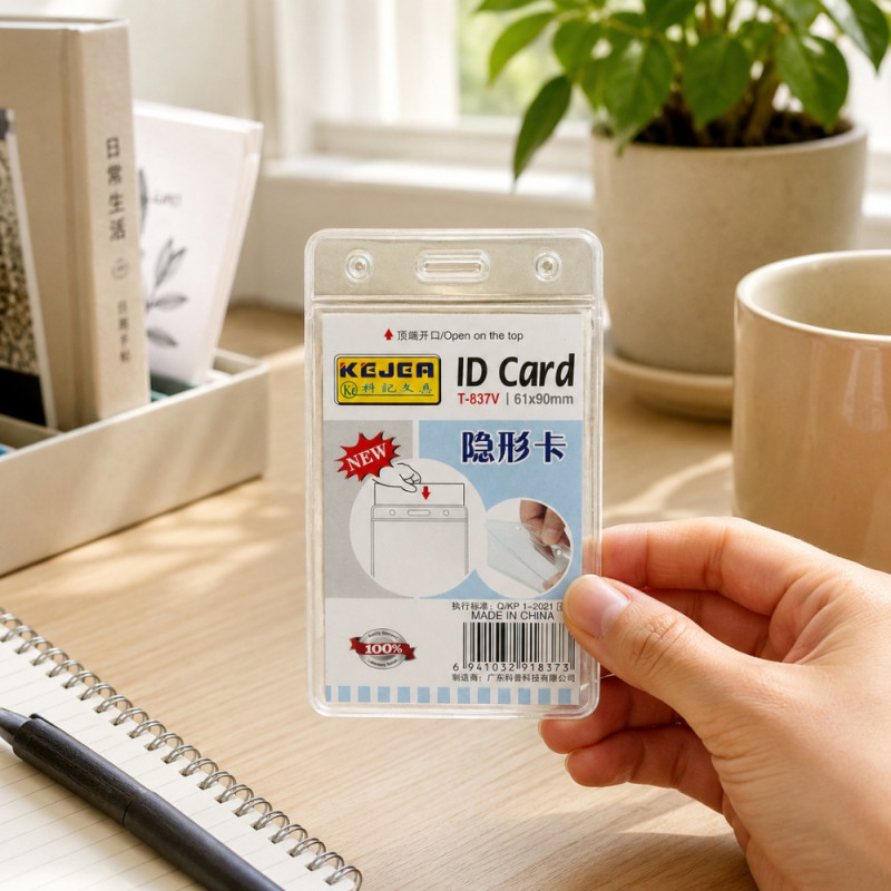 Lustrous Edge Id Card Holder Designed for Professional &amp; Secure Identification – Transparent (H-11.5, W-7 CM)