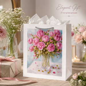 Premium Paper Gift Bag with Flower Print – 32cm Premium Paper Gift Bag with Flower Print – 32cm