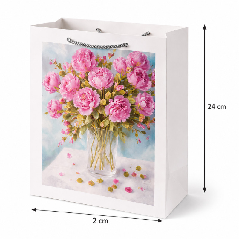Premium Paper Gift Bag with Flower Print – 32cm