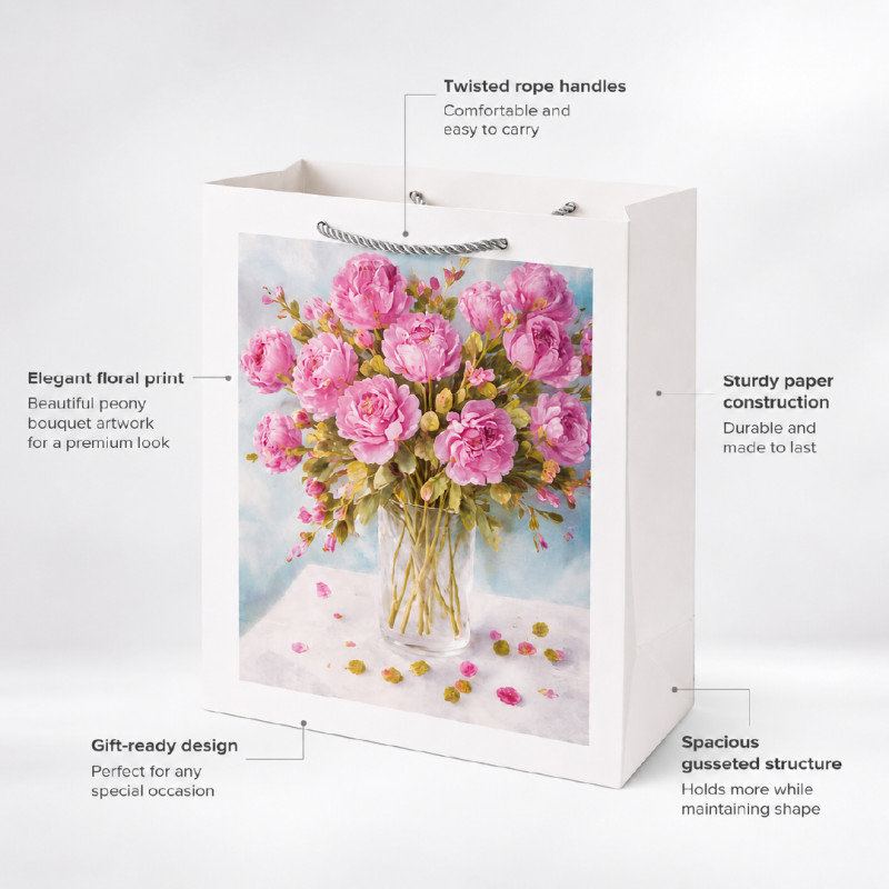 Premium Paper Gift Bag with Flower Print – 32cm