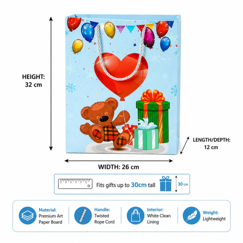 Premium Paper Gift Bag Elegant Golden Wreath Happy Birthday – 32cm