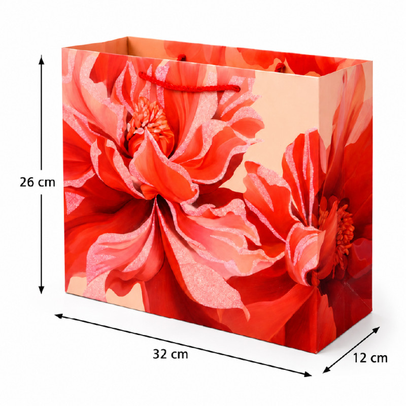 Elegant Multi-Color Floral Paper Gift Bag – Light Pink (32cm)