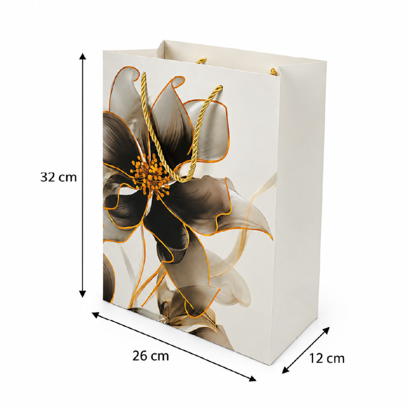 Elegant Pink &amp; Gold Floral Premium Paper Gift Bag – 32cm