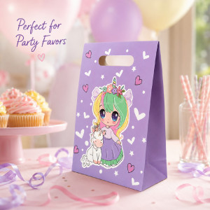 Elegant Floral Paper Gift Bag – Light Purple & Lavender (27cm)