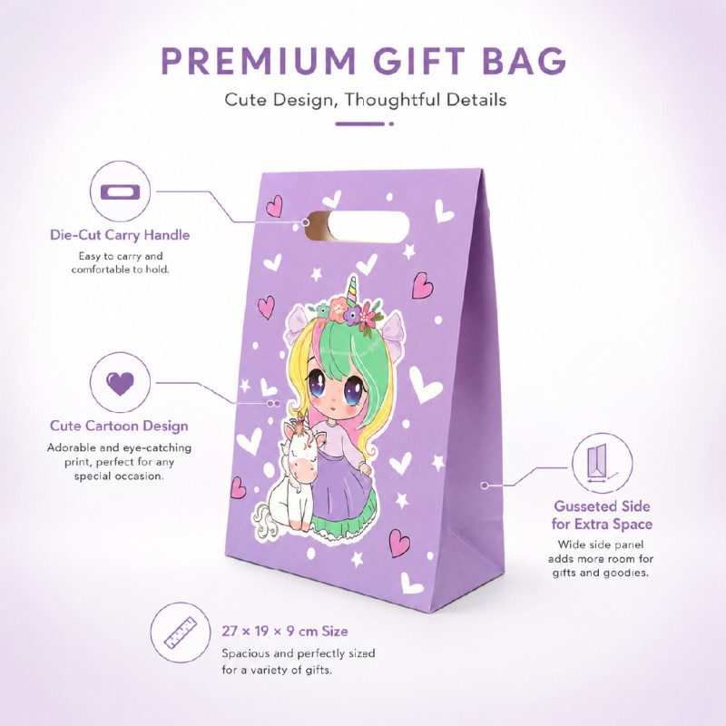 Elegant Floral Paper Gift Bag – Light Purple &amp; Lavender (27cm)