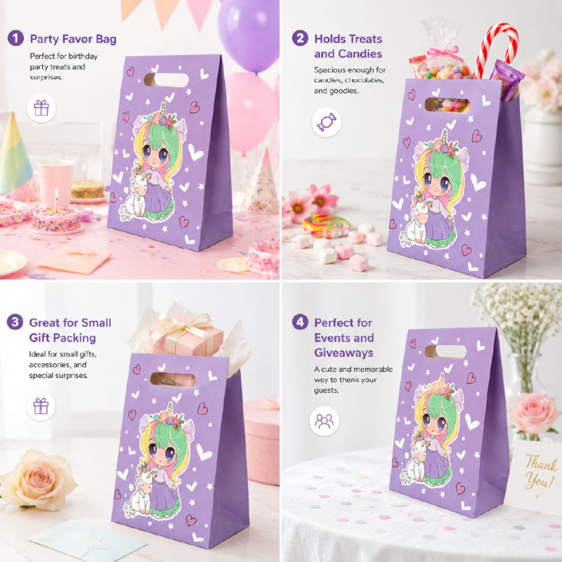 Elegant Floral Paper Gift Bag – Light Purple &amp; Lavender (27cm)
