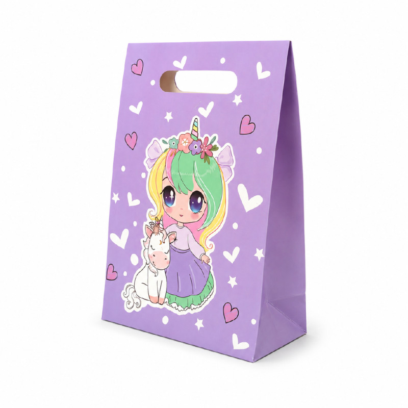 Elegant Floral Paper Gift Bag – Light Purple &amp; Lavender (27cm)