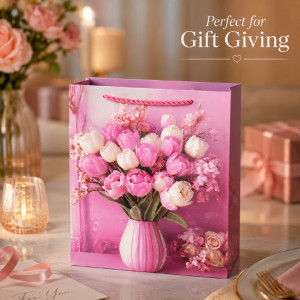 Matte Pink Gold Floral Wreath Premium Paper Gift Bag – 32cm Matte Pink Gold Floral Wreath Premium Paper Gift Bag – 32cm