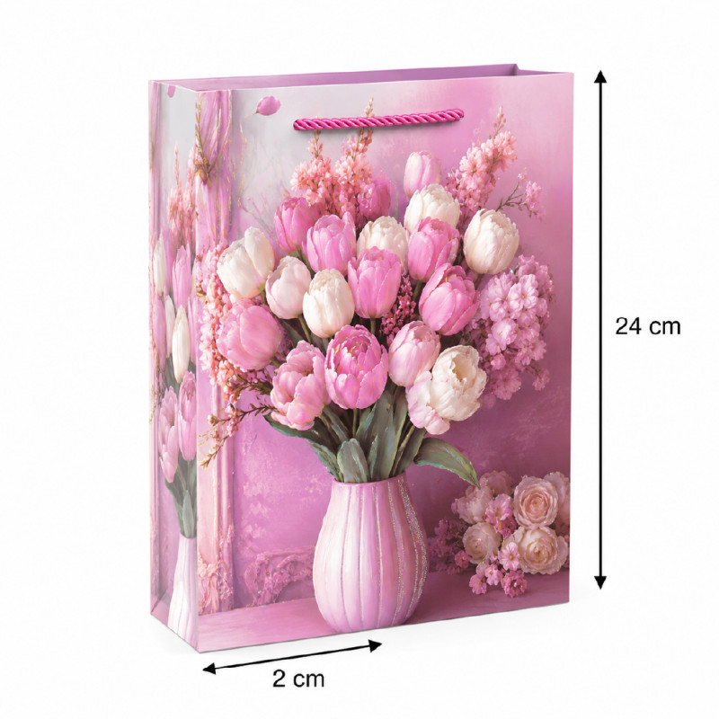 Matte Pink Gold Floral Wreath Premium Paper Gift Bag – 32cm