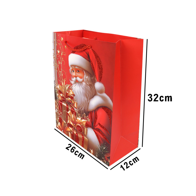 Premium Christmas Gift Bag Pink &amp; Silver Snowflake – 32cm