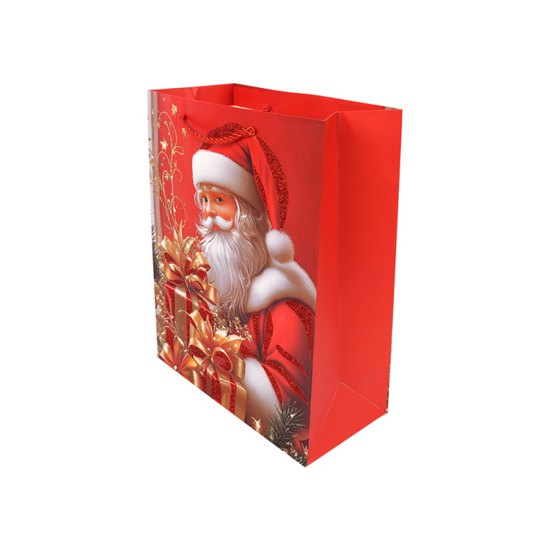 Premium Christmas Gift Bag Pink &amp; Silver Snowflake – 32cm