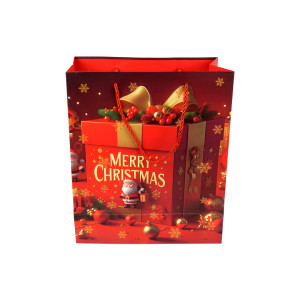 Premium Merry Christmas Paper Gift Bag Magenta & Gold – 32cm