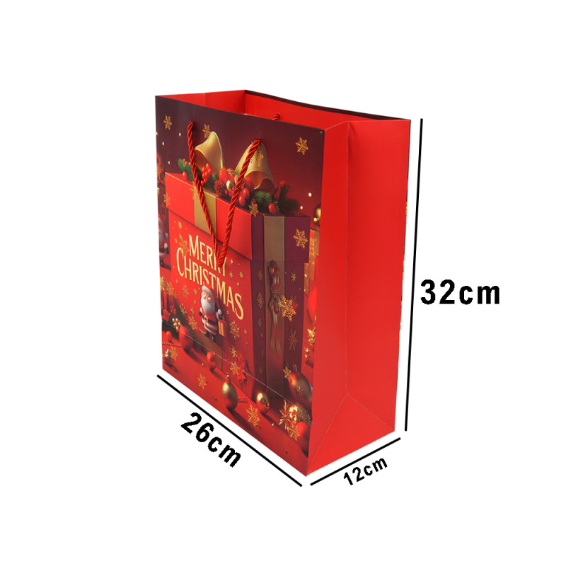 Premium Merry Christmas Paper Gift Bag Magenta &amp; Gold – 32cm