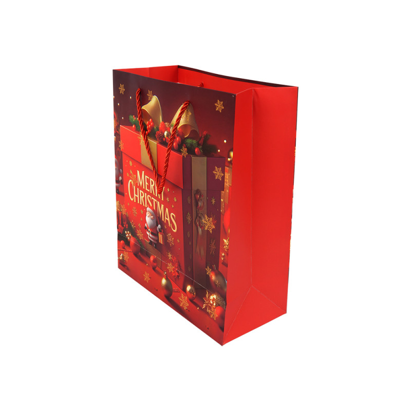 Premium Merry Christmas Paper Gift Bag Magenta &amp; Gold – 32cm