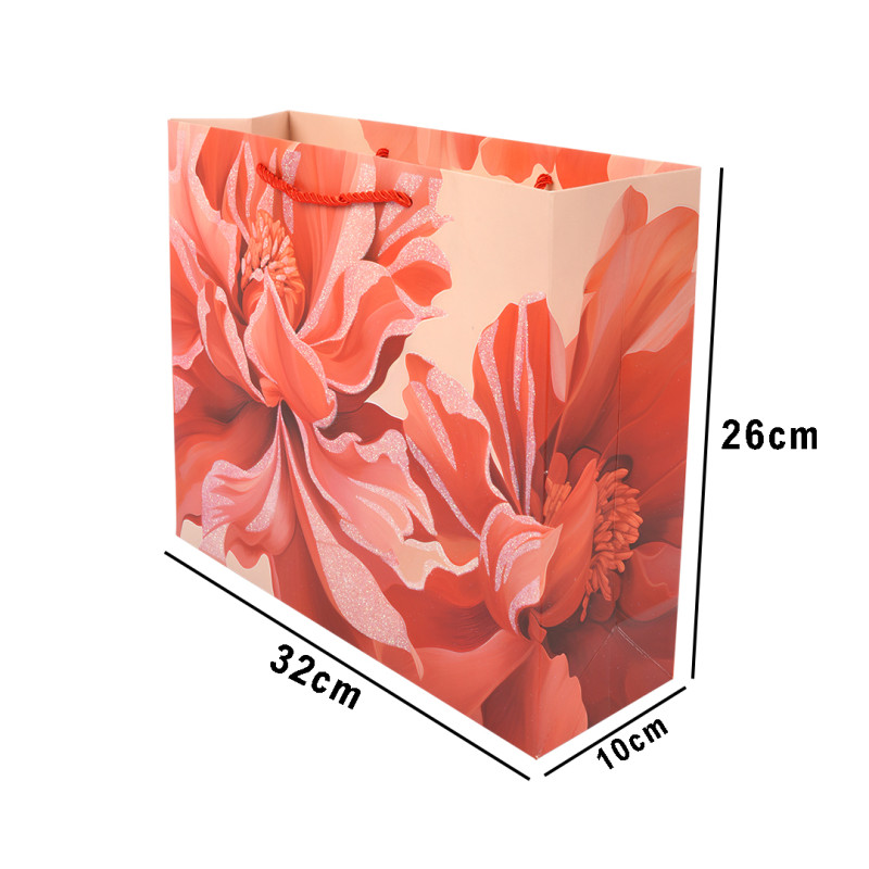 Elegant Floral Paper Gift Bag – Purple & Lavender (32cm)