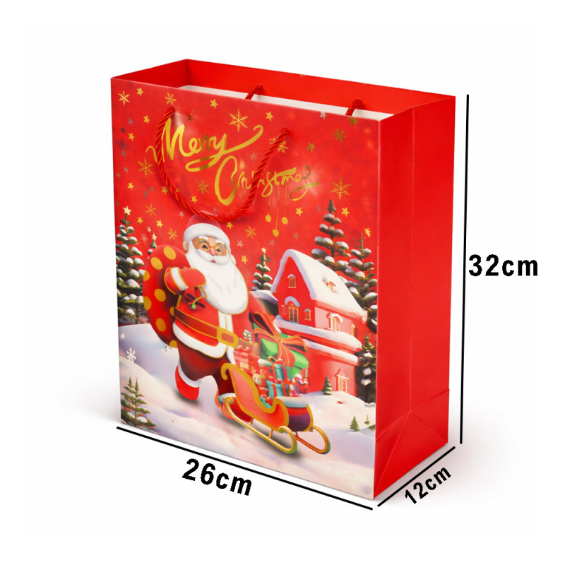 Merry Christmas Premium Paper Gift Bag – Festive Red (32cm)