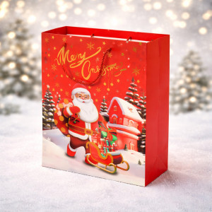 Merry Christmas Premium Paper Gift Bag – Festive Red (32cm) Merry Christmas Premium Paper Gift Bag – Festive Red (32cm)