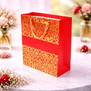 Elegant Matte Paper Gift Bag – Classic Red (32cm)