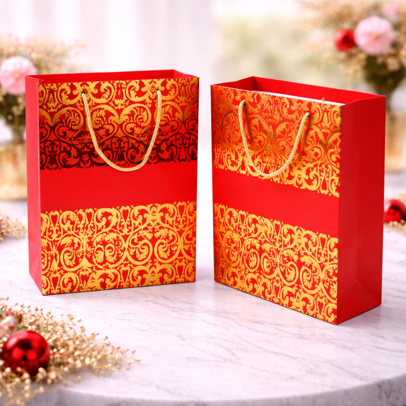 Elegant Matte Paper Gift Bag – Classic Red (32cm)