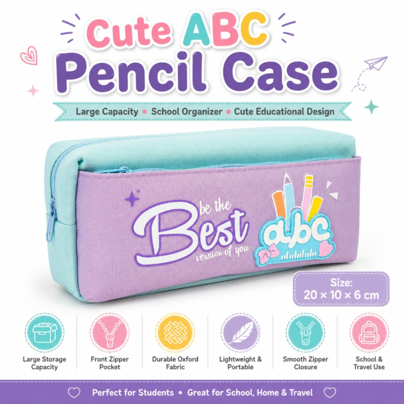 Modern pencil case – Lavender Premium Quality (10 x 20 x 6cm)