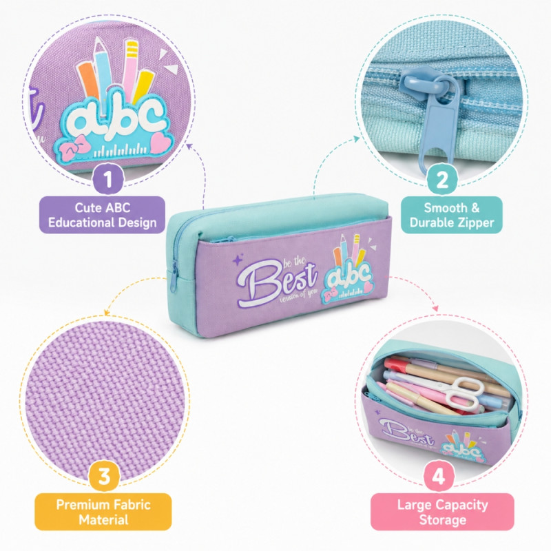 Modern pencil case – Lavender Premium Quality (10 x 20 x 6cm)