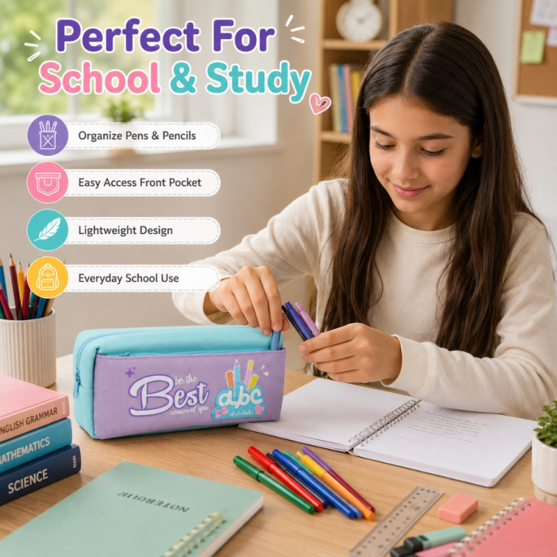 Modern pencil case – Lavender Premium Quality (10 x 20 x 6cm)