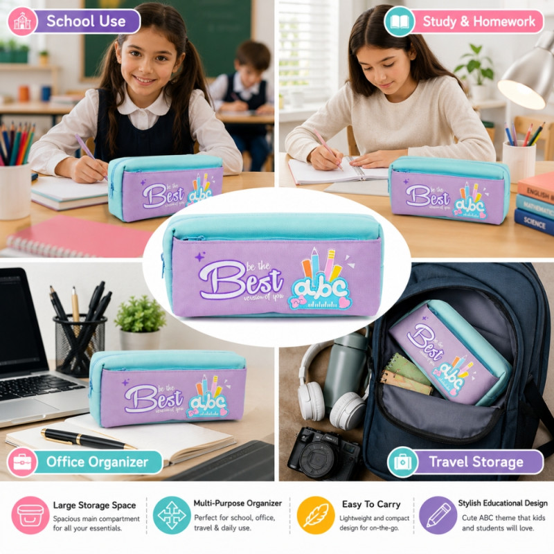 Modern pencil case – Lavender Premium Quality (10 x 20 x 6cm)