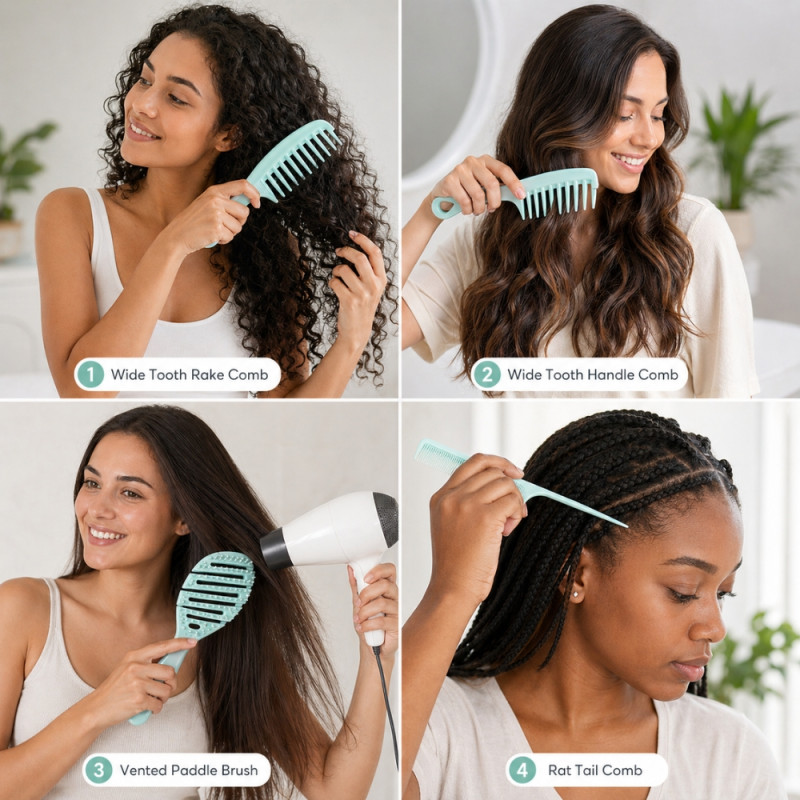 4-Piece Professional Hair Styling & Detangling Set – Refreshing Aqua