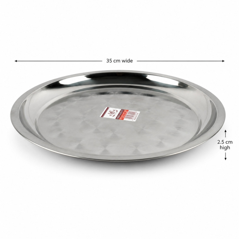Stainless Steel Serving Tray – Silver (35cm)