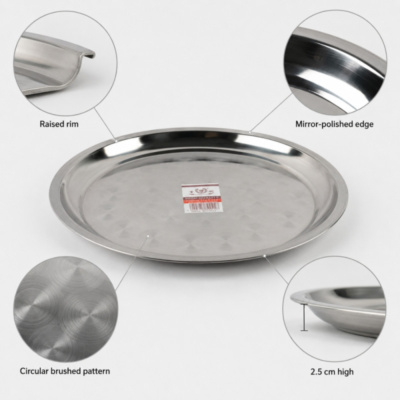 Stainless Steel Serving Tray – Silver (35cm)