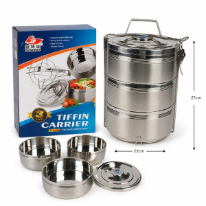 Lunch Box Designed for Meal Prep & On-the-Go Dining – Stainless Steel (H-27, W-23 CM)