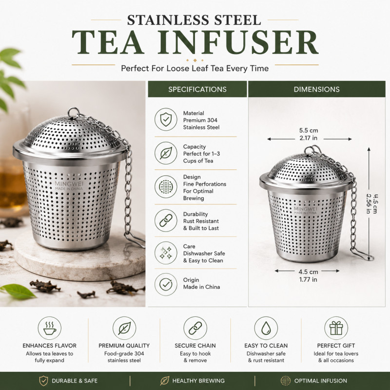Stylish Grace Tea Ball Designed for Everyday Cooking &amp; Kitchen Excellence – Silver (H-5, W-5 CM)